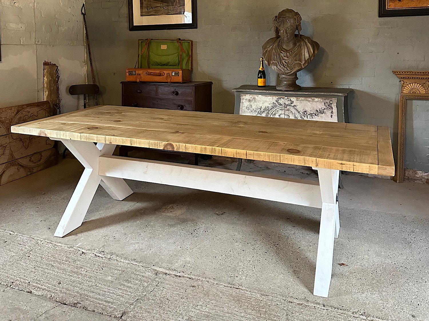 X-Frame with Reclaimed Wood Hand Made Dining Table